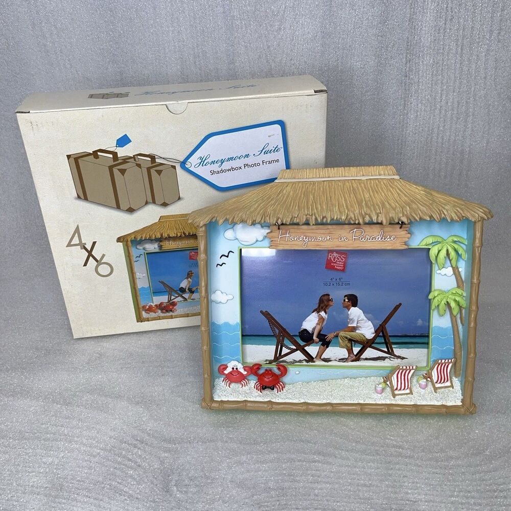 Russ Honeymoon Suite Shadow Box Frame 4x6 Honeymoon in Paradice Wedding Gift NEW
